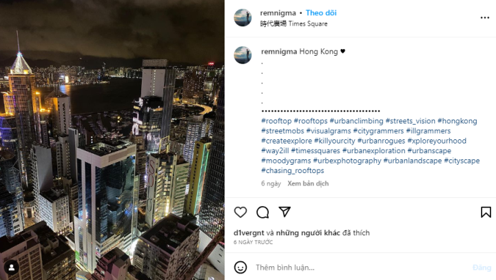 Không lâu trước khi qua đời, Lucidi đăng một bức ảnh về đường chân trời của Hong Kong.