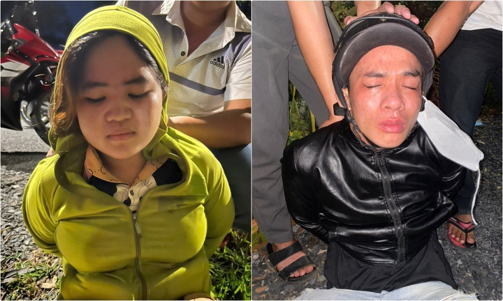 Đối tượng Lê Thị Mỹ Anh và Nguyên Thành Thông. (Ảnh: CACC)