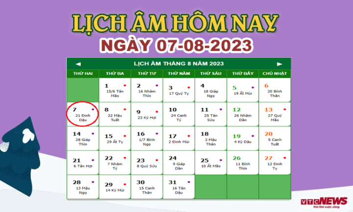 Lịch Âm 7/8 – Âm Lịch Hôm Nay 7/8 Chính Xác Nhất - Vtc News