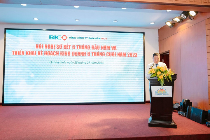 Tổng Giám đốc BIC Trần Hoài An báo cáo về kết quả kinh doanh 6 tháng đầu năm 2023.