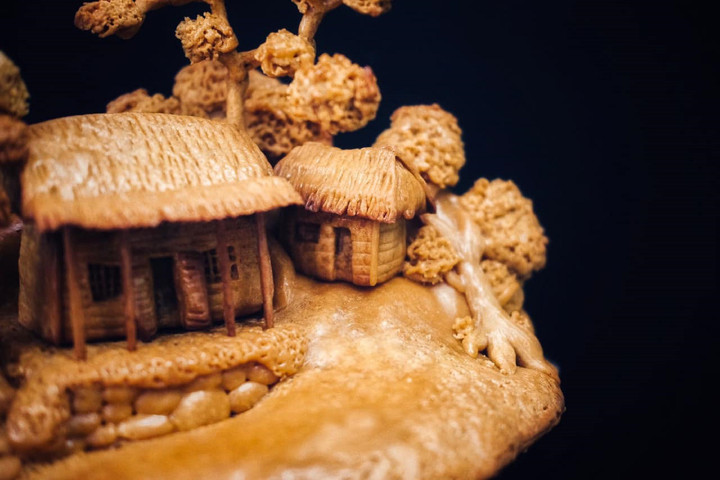 Cận cảnh một góc của mẫu "Bánh Trung thu quê nhà".