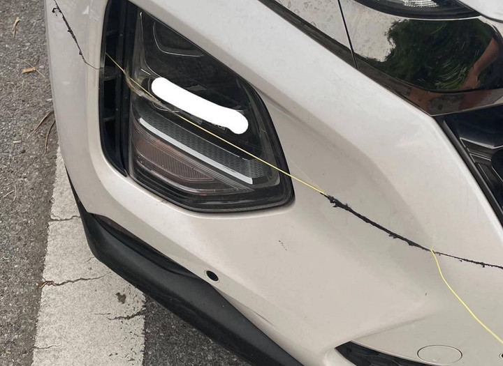 Dây diều cứa đứt cản trước ô tô của anh Q.