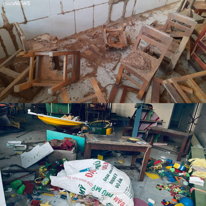 Gần 6 năm, một số hạng mục xuống cấp vì không được sử dụng thường xuyên. Tại thời điểm tháng 3/2023, theo ghi nhận của PV, vật chất bàn ghế, dụng cụ học tập đều hư hỏng và mục nát. Sân trường thành nơi thả bò ăn cỏ.