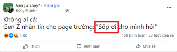 "Sốp" được sử dụng trong mọi tình huống.