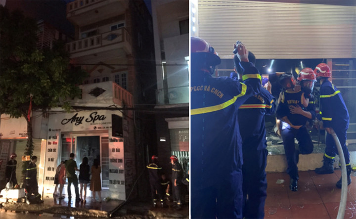 Các chiến sỹ giải cứu an toàn 3 người mắc kẹt trong ngôi nhà đang cháy.