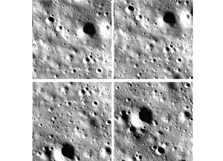 4 bức ảnh bề mặt Mặt Trăng do Camera Lander Horizontal Velocity của Vikram chụp trong quá trình hạ độ cao để tiếp đất. (Ảnh: Instagram)