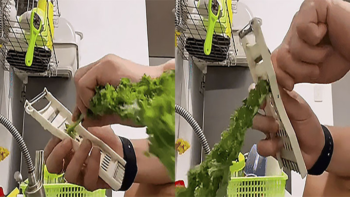 Một tác dụng nữa của dao bào chính là tuốt rau. Với các loại như rau ngót có thể luồn cọng rau vào phần phía sau có gai nhọn sau đó kéo cọng rau sang phía còn lại. Kết quả là phần lá đã được tách hẳn khỏi phần thân rau một cách nhanh chóng.