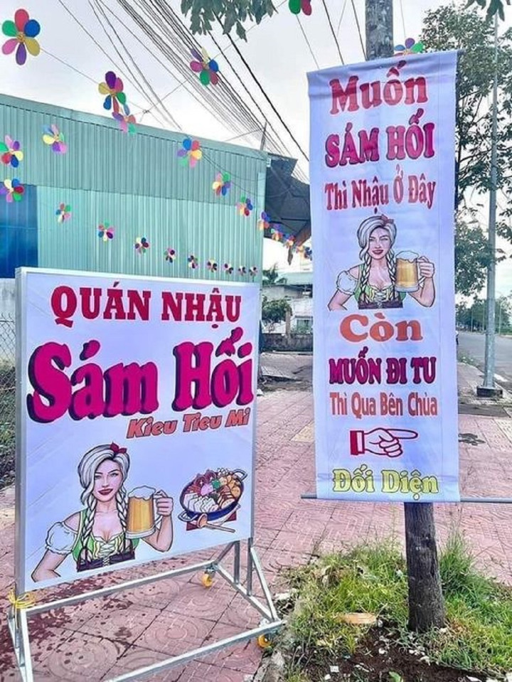 Quán nhậu gây sốt mạng nhờ biển hiệu độc lạ.