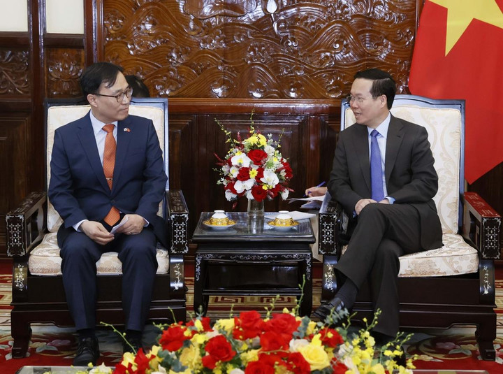 Chủ tịch nước Võ Văn Thưởng tiếp Đại sứ Hàn Quốc Choi Yougsam