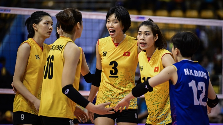 Đội tuyển Việt Nam lần đầu tiên vào bán kết giải bóng chuyền nữ vô địch châu Á. (Ảnh: Liên đoàn bóng chuyền châu Á)