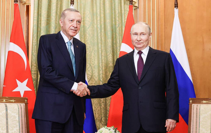 Tổng thống Thổ Nhĩ Kỳ Recep Tayyip Erdogan và Tổng thống Nga Vladimir Putin. (Ảnh: TASS)