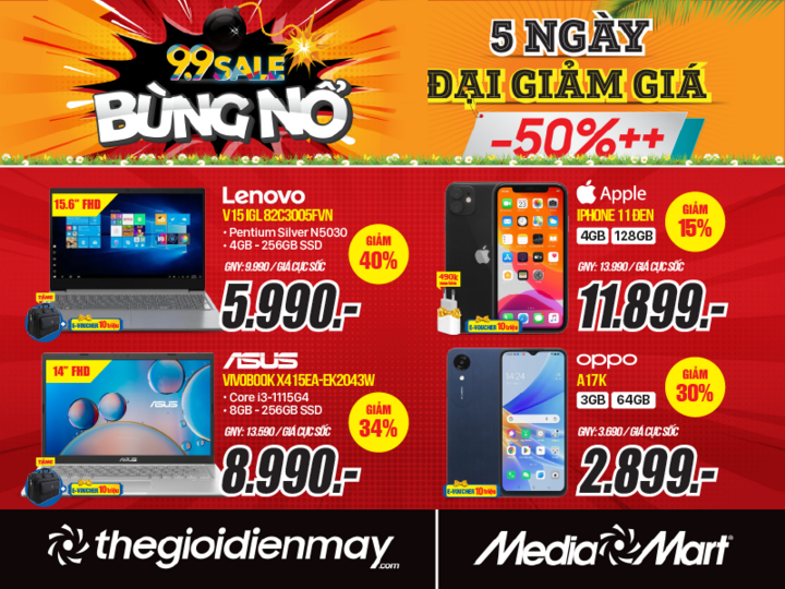 9.9 sale bùng nổ - 5 ngày đại giảm giá tại MediaMart - 5