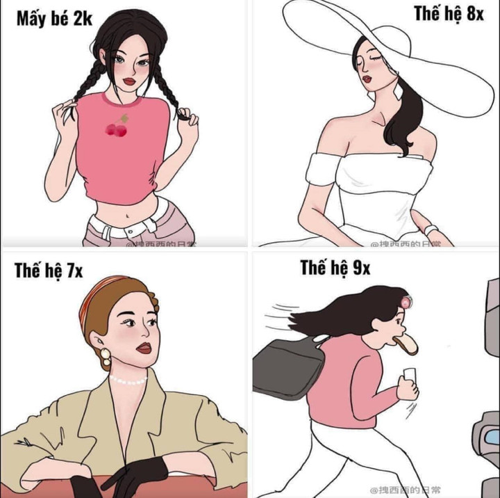 Bức ảnh mô tả quá đúng tình trạng hiện tại của chị em các thế hệ.