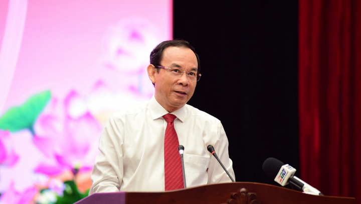 Bí thư Thành ủy TP.HCM Nguyễn Văn Nên phát biểu chỉ đạo. (Ảnh: Q.H).