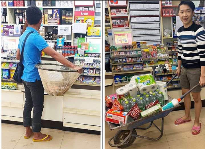 Để ko cần trả chi phí mua sắm túi nylon, nhiều người Thái Lan đem bất kể cái gì hoàn toàn có thể đựng đồ vật Khi lên đường sắm sửa. (Ảnh: Rovmaira/Strait Times)