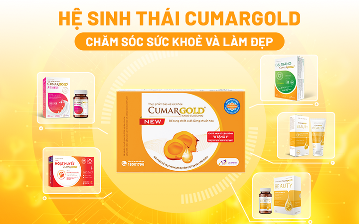 Hệ sinh thái các sản phẩm CumarGold giúp hỗ trợ điều trị và làm đẹp.