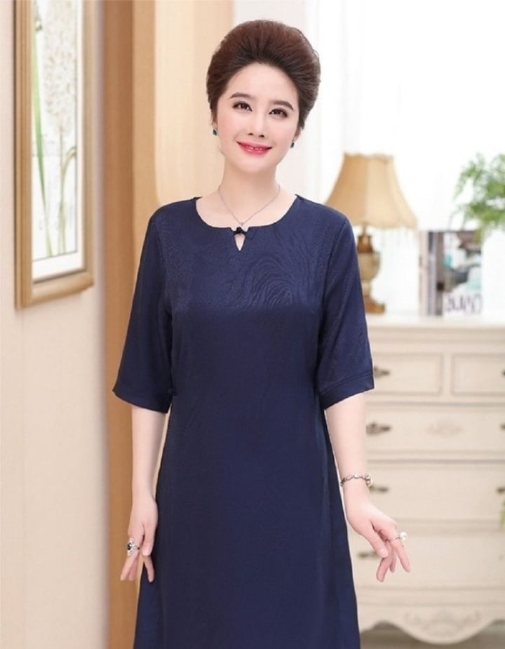 Váy Đầm cho người lớn tuổi Họa Tiết Dáng Dài V4a - Thời trang trung niên  cho mẹ trung tuổi U40 U50 đẹp giá rẻ Bigsize | Shopee Việt Nam