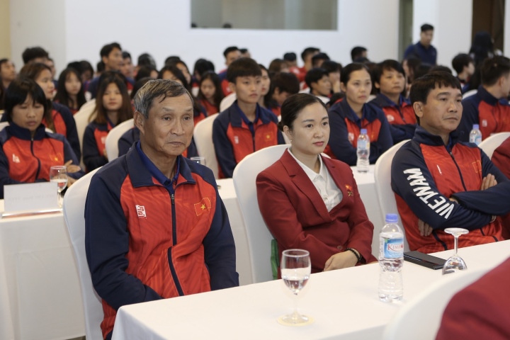Các thành viên của đoàn thể thao Việt Nam có mặt tại lễ xuất quân ASIAD 19.