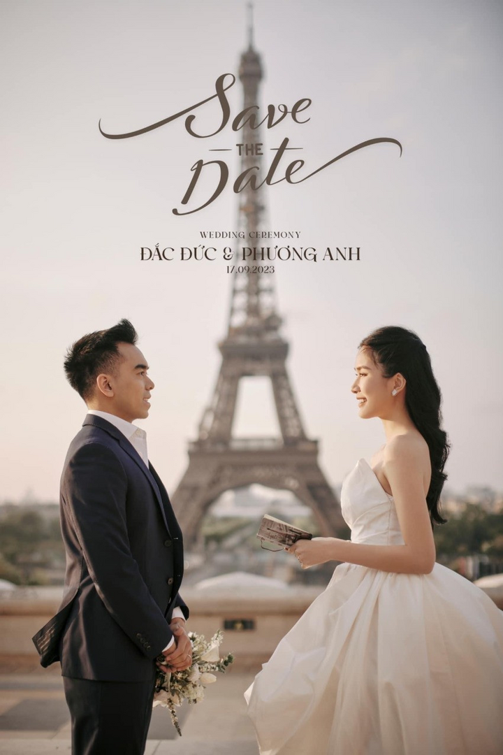 Trên trang cá nhân, Á hậu Phương Anh chia sẻ ảnh cưới lãng mạn bên chồng doanh nhân Đắc Đức tại Paris (Pháp). Trước đó, tháng 4/2023, Đắc Đức chính thức cầu hôn Phương Anh.