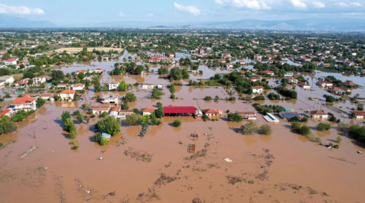 Một khu vực bị ngập lụt ở Megala Kalyvia, Hy Lạp ngày 9/9. (Ảnh: Reuters)