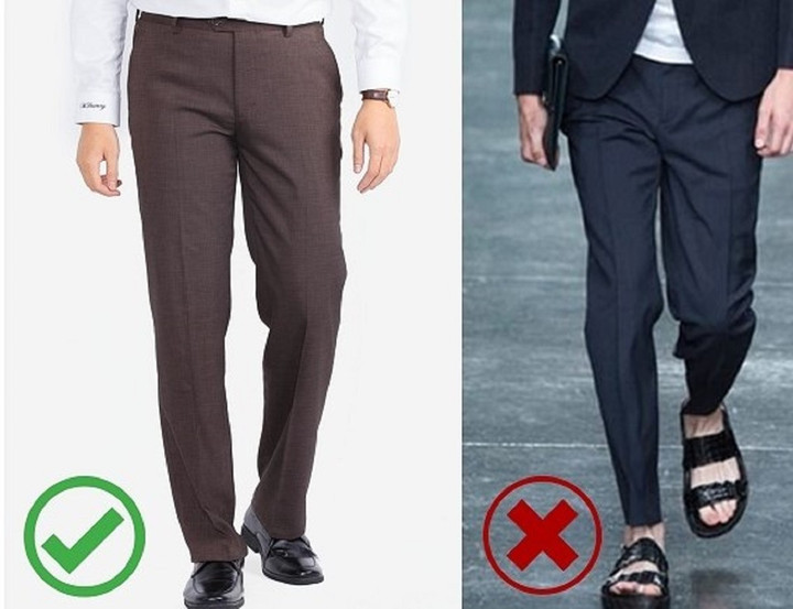Kết hợp với sandal là sai lầm ngớ ngẩn khi mặc quần tây của các quý ông.