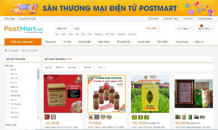 Sàn Postmart.vn là một trong hai nền tảng thương mại điện tử “Make in Vietnam” được Bộ Thông tin và Truyền thông công nhận, khuyến dùng. (Ảnh: B.M)