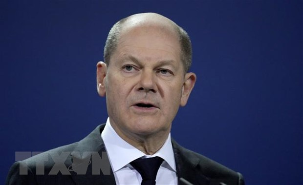 Thủ tướng Đức Olaf Scholz phát biểu tại cuộc họp báo ở thủ đô Berlin. (Ảnh: TTXVN)