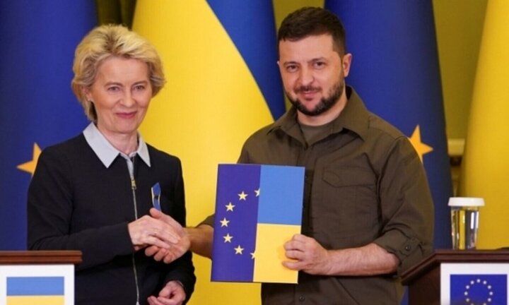 Chủ tịch Ủy ban châu Âu Ursula von der Leyen và Tổng thống Ukraine Zelensky. (Ảnh: Reuters)
