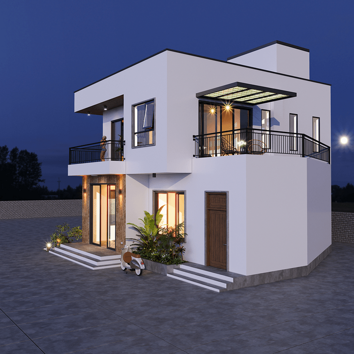 Thiết kế nhà ở 2 tầng 4 phòng ngủ tiện nghi, kiểu dáng độc đáo, ấn tượng và đẹp mắt mang đến không gian nhà ở sang trọng, hiện đại.