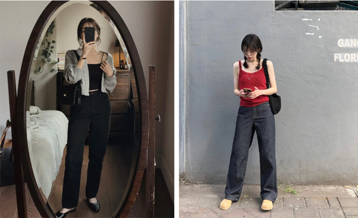Quần jeans đen vẫn có sự trẻ trung, bụi bặm nhưng trang nhã hơn so với jeans xanh.