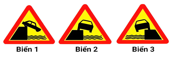 Biển nào báo sắp tới chỗ có kè chắn vực sâu, sông suối ở bên trái? - 1