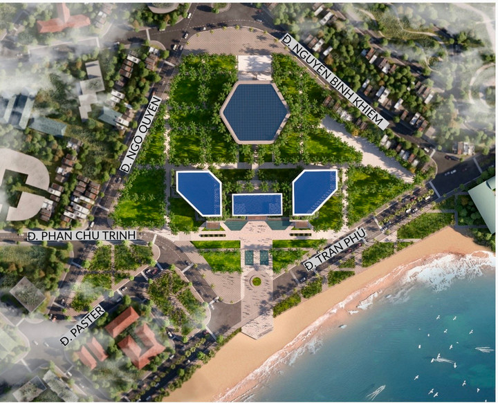 Dự án sẽ có ba cụm quảng trường mang ý nghĩa "Độc lập - Tự do - Hạnh Phúc", ý tưởng hình khối được lấy cảm hứng từ cánh chim hoà bình sải cánh ra đại dương bao la...