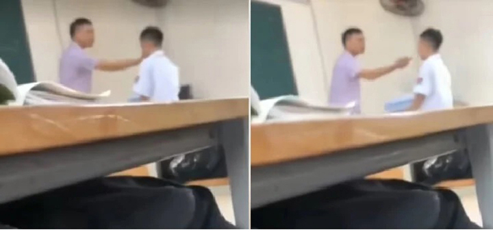 Thầy giáo chỉ tay vào mặt, xưng "mày - tao" với học sinh. (Ảnh chụp màn hình)