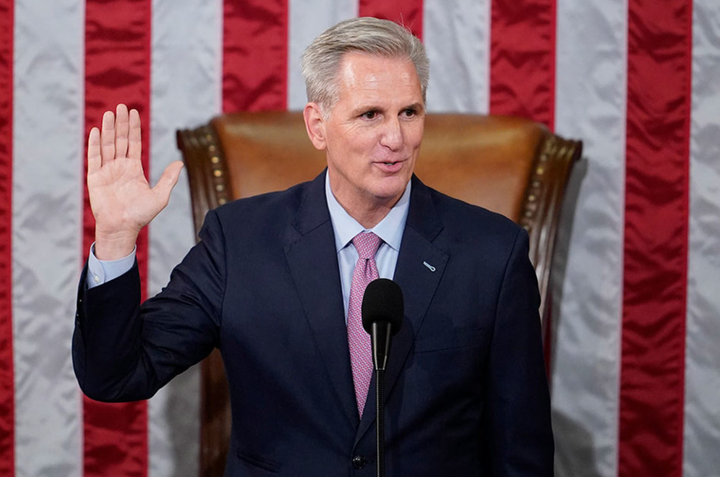 Ông Kevin McCarthy được bầu làm Chủ tịch Hạ viện Mỹ hồi đầu năm. (Ảnh: AP)