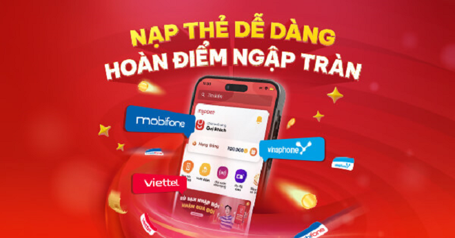 Nạp thẻ điện thoại qua ứng dụng MyPoint và nhận điểm đổi quà không giới hạn.