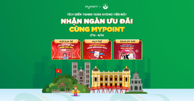 MyPoint tung nhiều ưu đãi giúp khách hàng trải nghiệm thanh toán không tiền mặt và tiêu dùng thông minh.