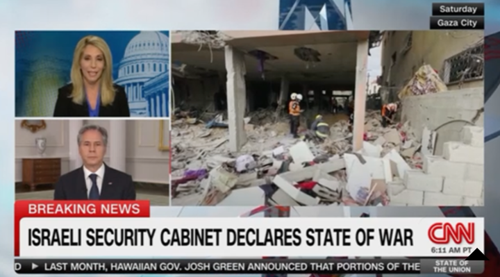 Ngoại trưởng Mỹ Antony Blinken trong buổi phỏng vấn trên đài CNN. (Ảnh: Thời báo Hoàn Cầu)