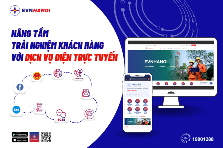 Nâng tầm trải nghiệm khách hàng với dịch vụ điện trực tuyến của EVNHANOI.