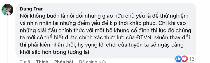 Một bình luận hiếm hoi dành sự ủng hộ cho đội tuyển Việt Nam.