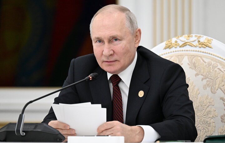 Tổng thống Vladimir Putin phát biểu tại Hội nghị nguyên thủ Cộng đồng các quốc gia độc lập (CIS) tại Kyrgystan ngày 13/10. (Ảnh: TASS)