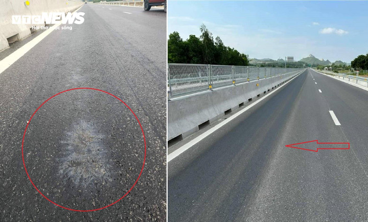 Tập đoàn Sơn Hải phát hiện từ Km382-Km384 thuộc địa phận xã Nghi Sơn (Thanh Hóa) đã xuất hiện nhiều đoạn có sự bất thường ở trên bề mặt đường. (Ảnh: Tập đoàn Sơn Hải)