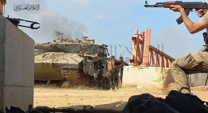 Xe tăng Merkava IV bị Hamas bắt giữ.