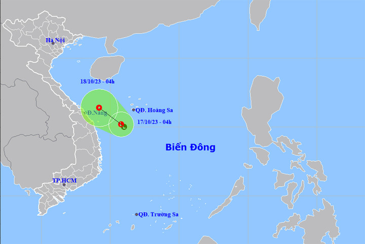 Dự báo đường đi của vùng áp thấp nhiệt đới.