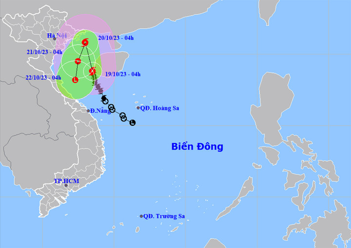 Dự báo đường đi của bão số 5.