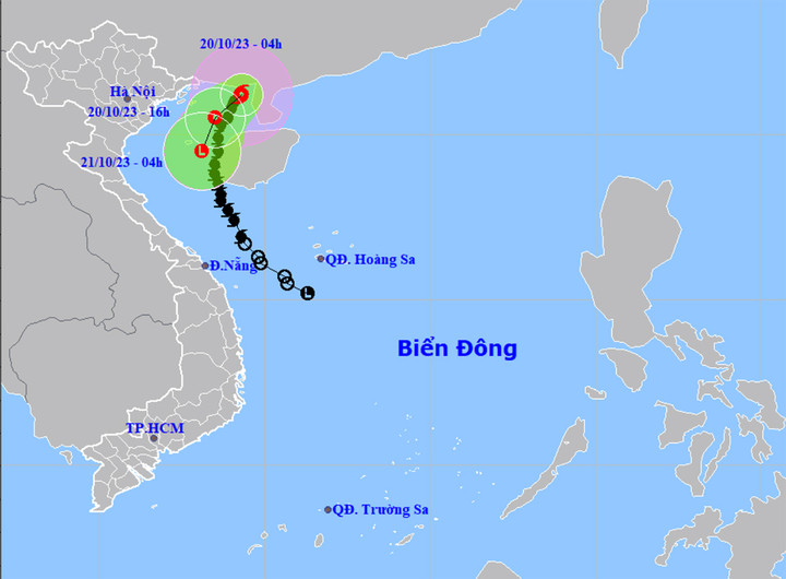 Dự báo đường đi của bão số 5.