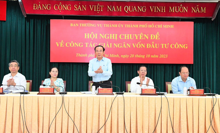 Bí thư Thành ủy TP.HCM Nguyễn Văn Nên chủ trì hội nghị. (Ảnh: Việt Dũng)