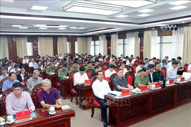 Các đại biểu dự Hội nghị giao ban quý III năm 2023 công tác kiểm tra, giám sát các tổ chức đảng thuộc Vụ địa bàn IA theo dõi. (Ảnh: Mạnh Tú/TTXVN).