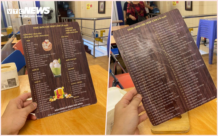 Menu hàng đủ món của quán Chè thập cẩm cũ 1976.