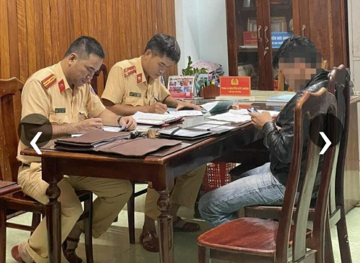 Trần Đình Nam tại cơ quan công an. (Ảnh: C.A)