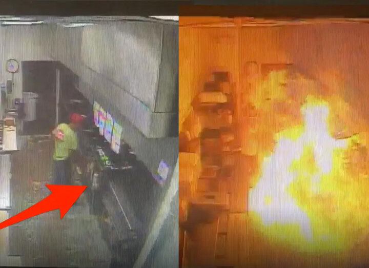 Một vụ cháy bởi chai xịt dầu vô nhà bếp tiếng nổ. (Ảnh: Business Insider)